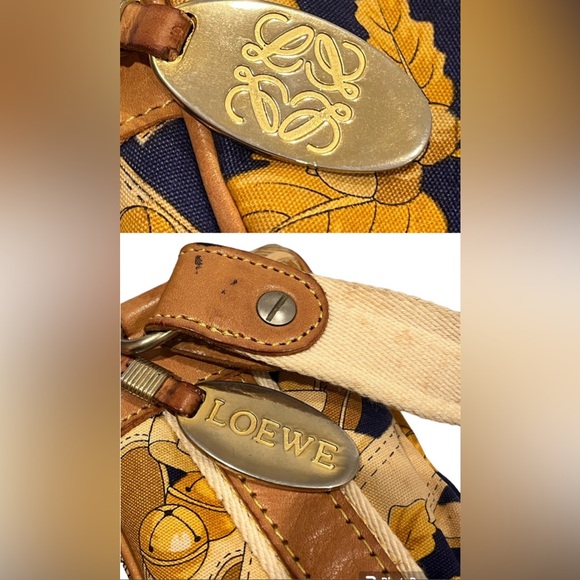 LOEWE Vintage Rare Botanical Pattern Cotton & Leather Authentic Crossbody Bag - Picture 3 of 7